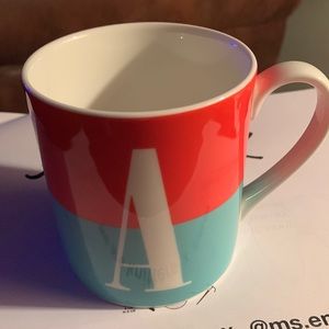 Kate Spade Initial “A” Coffee Mug by Lenox Orange and Blue color New never used